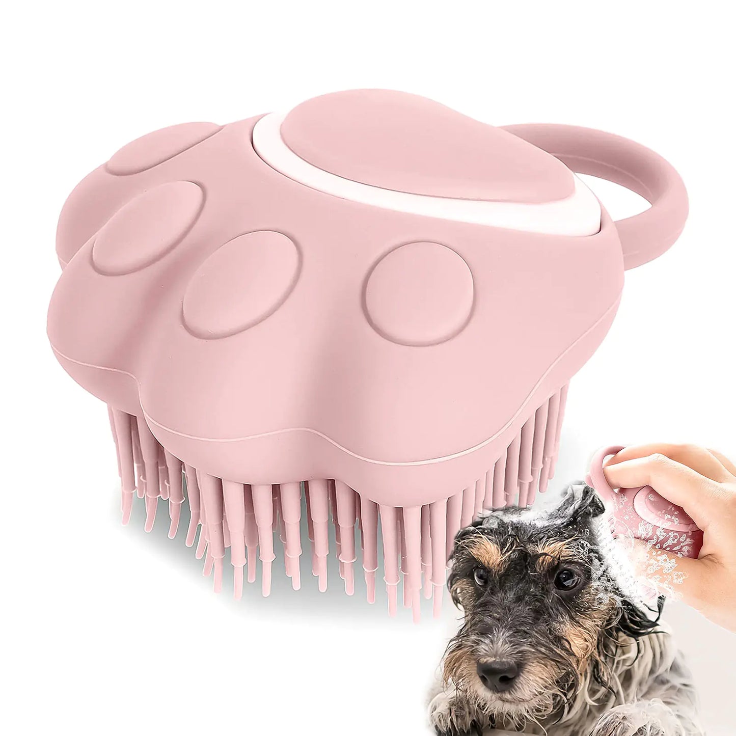 Silicone Dog Brush with Shampoo Dispenser for Bathing