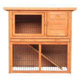US Warehouse 36&quot; Waterproof 2 Tiers Pet Rabbit Hutch Chi ken Coop Cage Hen House Wood Color Living House