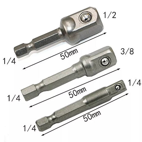 Chrome Vanadium Steel Socket Adapter Set Hex Shank 1/4&quot; 3/8&quot; 1/2&quot; Extension Drill Bits Bar Set Power Tools TF003