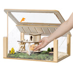 MEWOOFUN Wooden Hamster Cage Small Animal Acrylic Eco-Friendly Hamster Cage with House Bed High Quality Design Pets Supplier