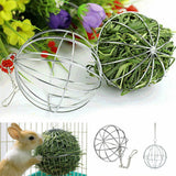 Stainless Steel Round Sphere Feed Dispense Exercise Hanging Hay Ball Guinea Pig Hamster Rabbit Electroplating Grass Ball Pet Toy