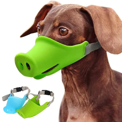 Dog Mouth Muzzle Muffle Mask Breathable Adjustable Funny Cute Pig Nose Anti Biting Barking Eating Puppy Training Pet Accessories