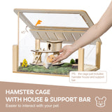 MEWOOFUN Wooden Hamster Cage Small Animal Acrylic Eco-Friendly Hamster Cage with House Bed High Quality Design Pets Supplier