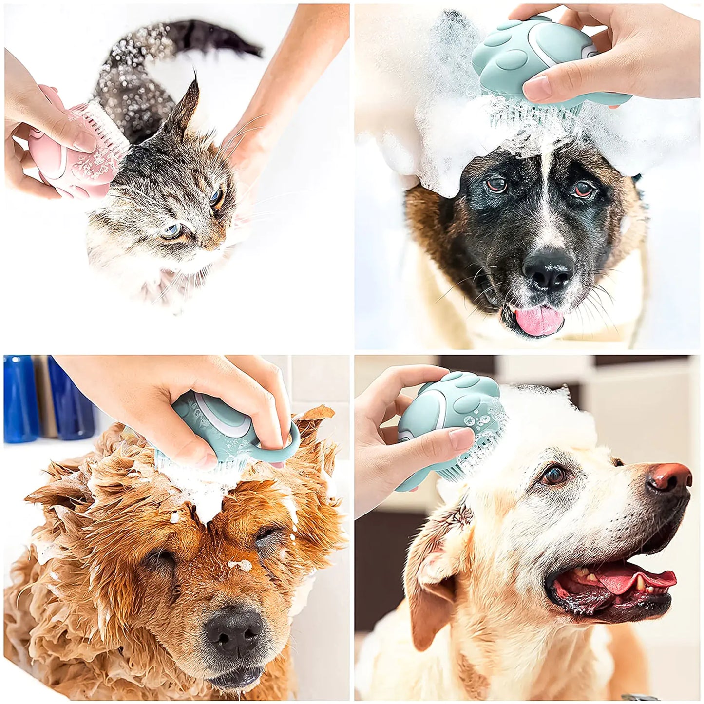 Silicone Dog Brush with Shampoo Dispenser for Bathing