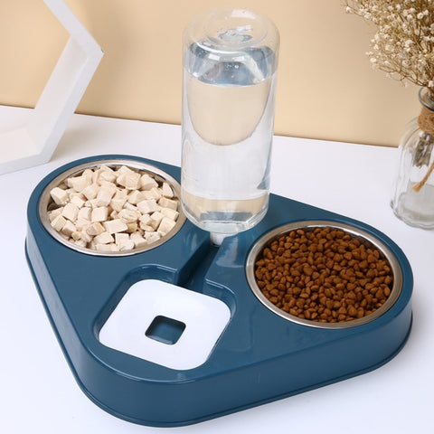 Dog Cat Feeder Bowl Automatic Drinking Bowl With 500ML Water Bottle 3 Bowls
