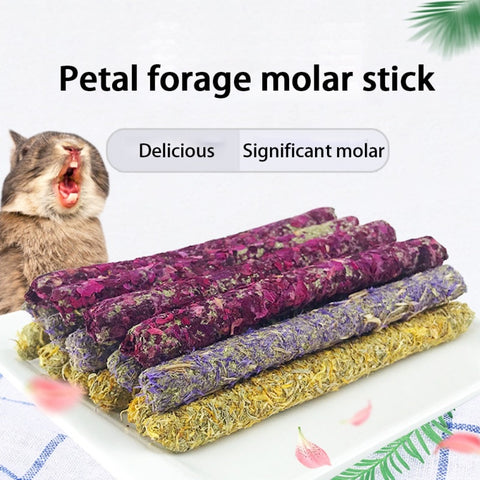 6Pcs Small Pet Teeth Cleaner Chew Stick Rose Calendula Lavender Molar Rod for Hamster Chinchillas Rabbit