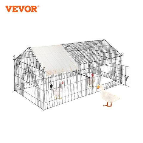 VEVOR Green/White Metal Chicken Coop Rabbit Run Enclosure Pen w/Waterproof and Sun-Proof Cover FarmPet Playpen Cage for Outdoor