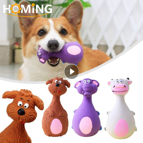 Squeaky Dog Rubber Toys Bite Resistant Latex Chew Toy Cute Animal Shape Puppy Sound Toy Dog Supplies For Small Medium Large Dog
