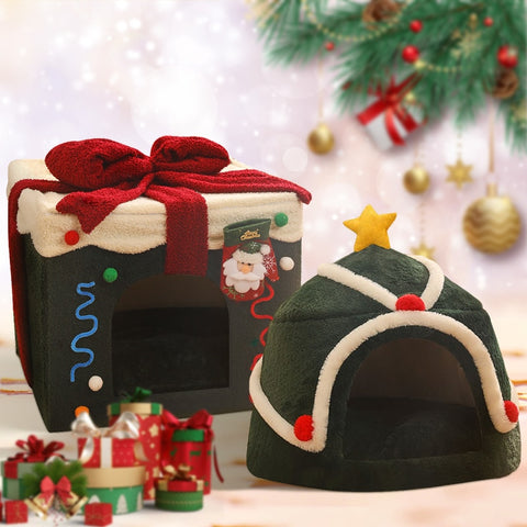 Christmas Winter Gift Box Cat Dog House