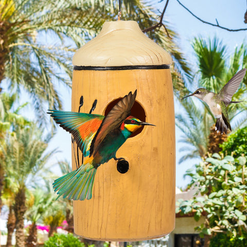 Garden Hummingbird House Bird&#39;s Nest Wooden Hummingbird Nest