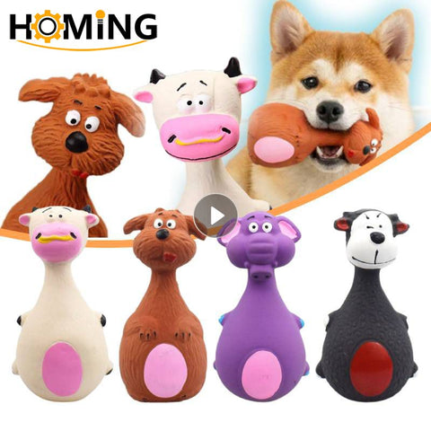 Latex Dog Toys Sound Squeaky Elephant/Cow Animal Chew Pet Rubber Vocal Toys For Small Large Dogs Bite Resistant Interactive Toy