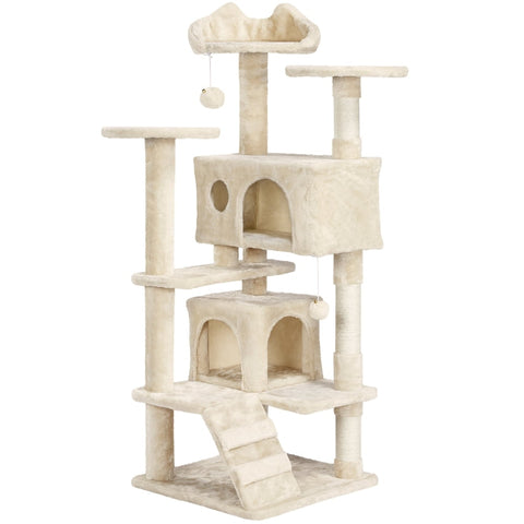 BOUSSACS 54.5&quot;H Cat Tree Tower Multilevel Kitten Tree 2 Condos &amp; 2 Fur Balls &amp; 3 Scratching Posts ,cat Tree House