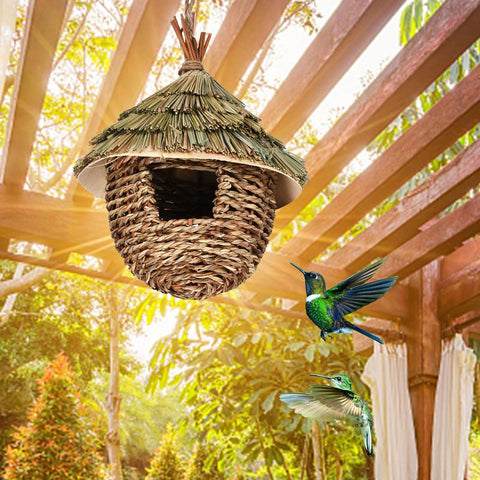Charming Decorative Hummingbird House Hand-woven Natural Grass